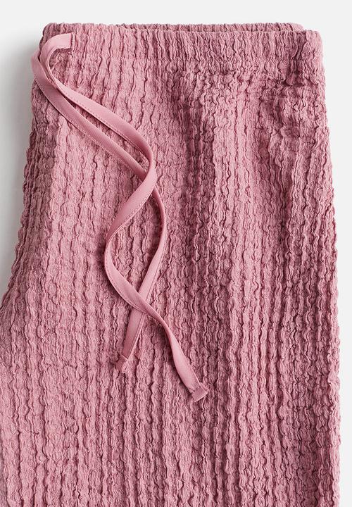 H&M - Crinkled drawstring trousers - dusty pink 