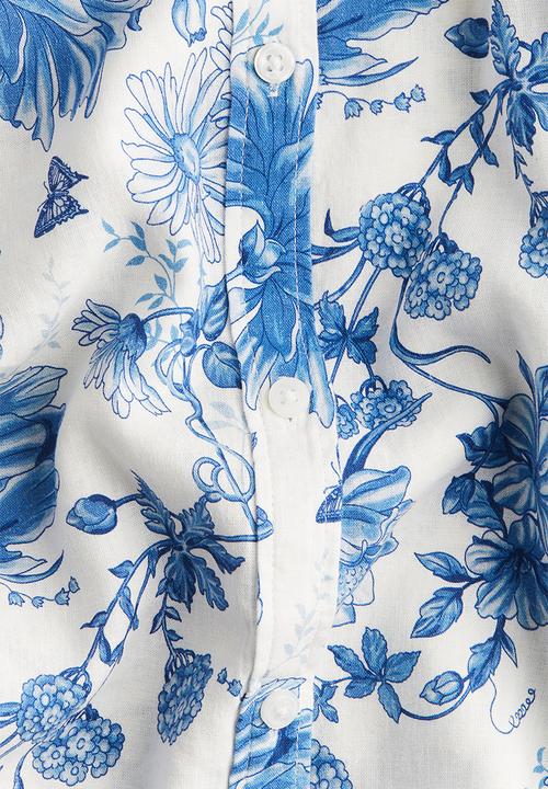 H&M - Linen-blend blouse - white & blue floral