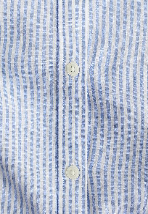H&M - Linen-blend blouse - light blue striped