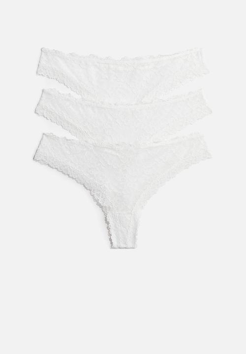 H&M - 3-Pack lace brazilian briefs - white