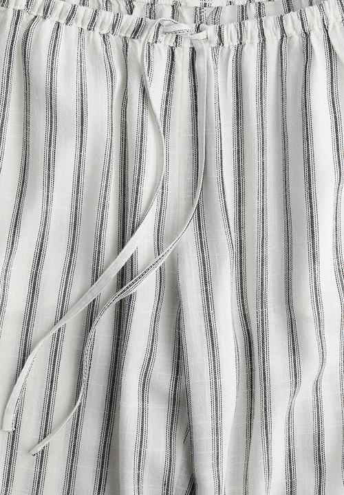 H&M - Straight drawstring trousers - cream/striped