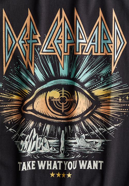 H&M - Oversized printed t-shirt - dark grey def leppard 