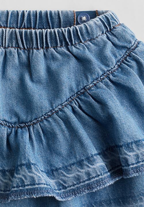 H&M - Flounced denim skirt - denim blue