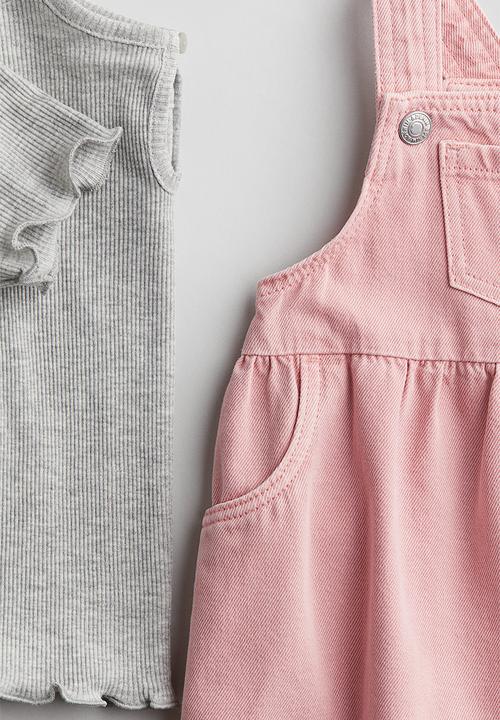 H&M - 2 piece dress and top set - light pink & light grey