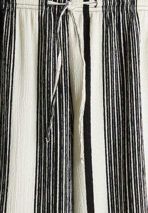 H&M - Textured jersey drawstring trousers - cream/striped