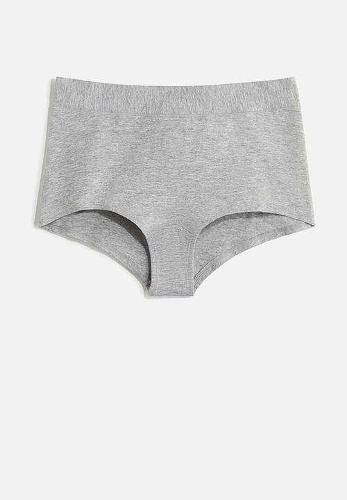 H&M - 3-pack cotton shortie briefs - grey marl/white/black