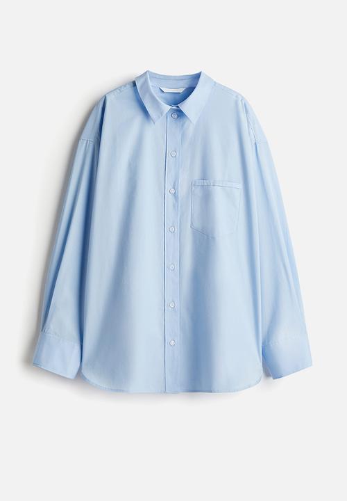 H&M - Loose-fit cotton shirt - light blue