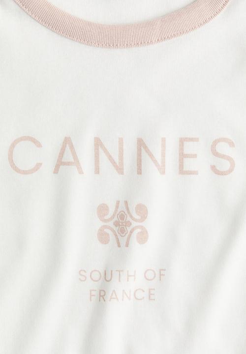 H&M - Ribbed T-shirt - white,multi