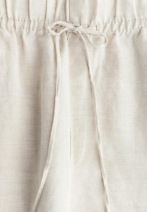 H&M - Linen-blend drawstring trousers - light beige