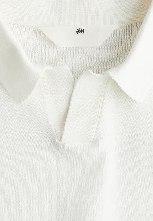 H&M - Fine-knit polo shirt - white
