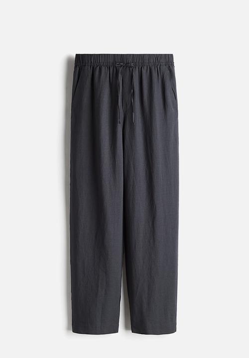 H&M - Linen-blend drawstring trousers - nearly black 