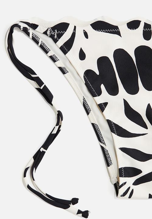 H&M - Tie tanga bikini bottoms - white/black patterned