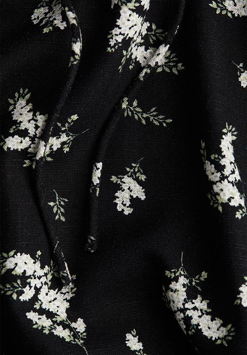 H&M - Tie-detail maxi dress - black/floral
