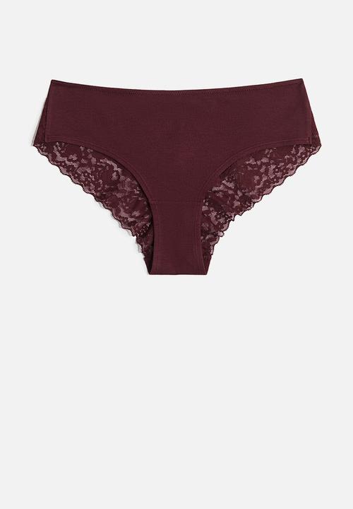 H&M - 5 pack hipster briefs - burgundy & dusty pink