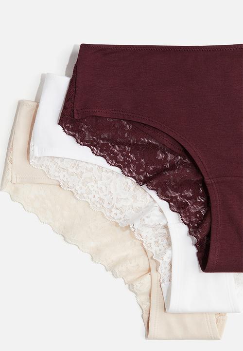 H&M - 5 pack hipster briefs - burgundy & dusty pink