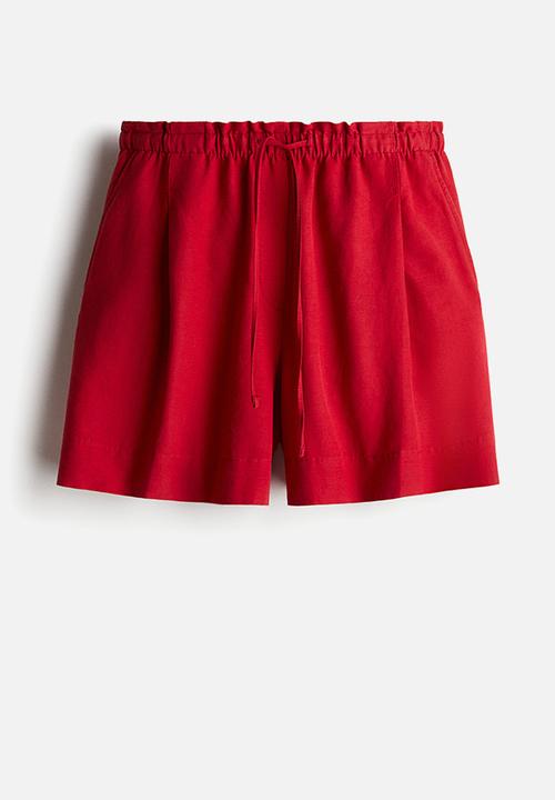 H&M - Linen-blend drawstring shorts - red