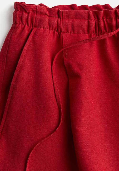H&M - Linen-blend drawstring shorts - red