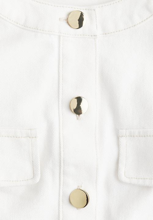 H&M - Cropped denim top - cream