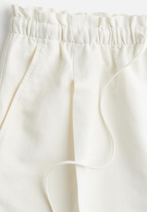 H&M - Linen-blend drawstring shorts - white