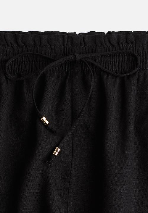 H&M - Linen-blend drawstring shorts - black