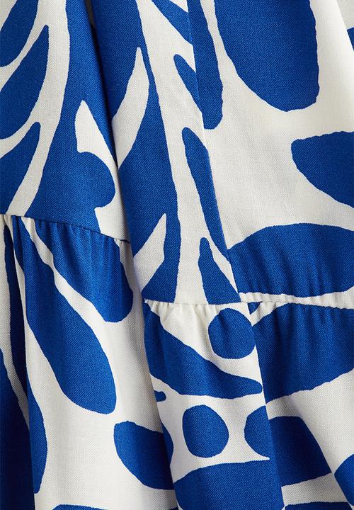 H&M - Viscose shirt dress - white & blue patterned