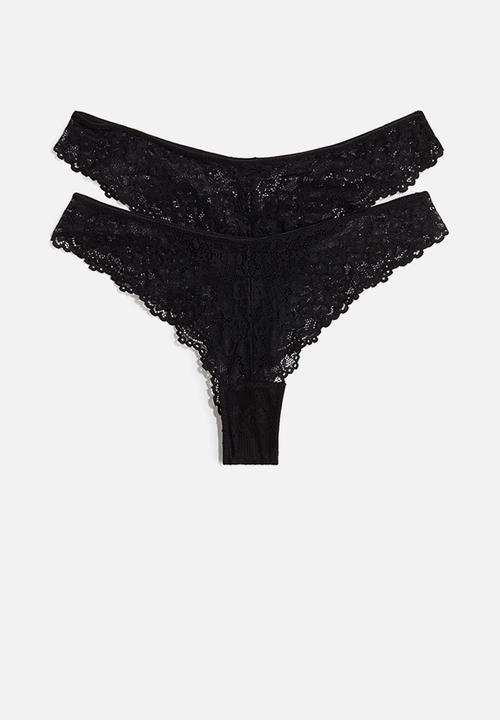 2-Pack lace brazilian briefs - black