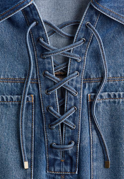 H&M - Lace-up denim shirt - denim blue