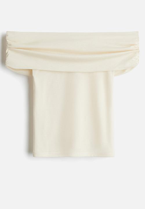 H&M - Gathered off-the-shoulder top - beige