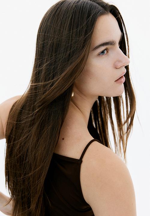 H&M - Gathered asymmetric vest top - dark brown 