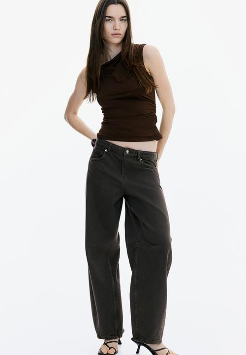H&M - Gathered asymmetric vest top - dark brown 