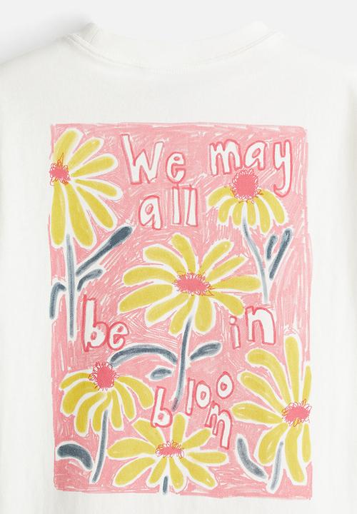 H&M - Printed T-shirt -cream/flowers