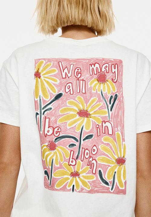 H&M - Printed T-shirt -cream/flowers