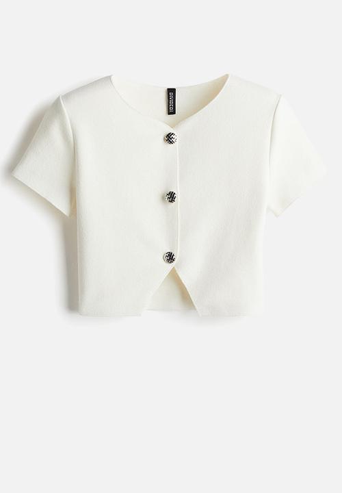 H&M - Short-sleeved jersey cardigan - cream