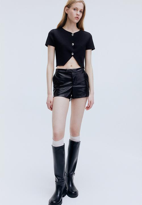 H&M - Short-sleeved jersey cardigan - black