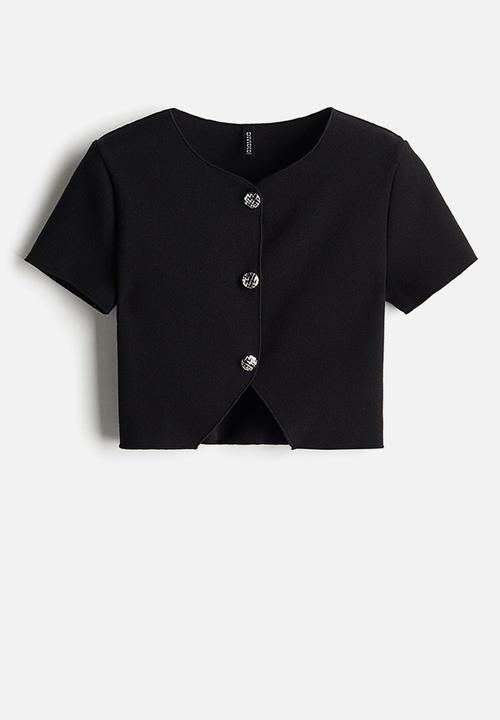 H&M - Short-sleeved jersey cardigan - black