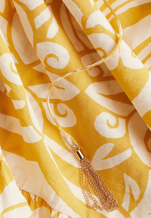 H&M - Drawstring-detail dress - yellow patterned