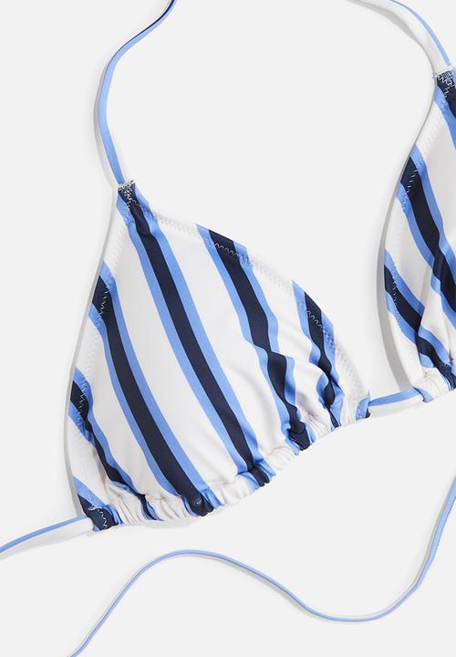 H&M - Padded triangle bikini top - white & blue striped