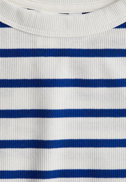 H&M - Ribbed t-shirt - cream & bright blue striped