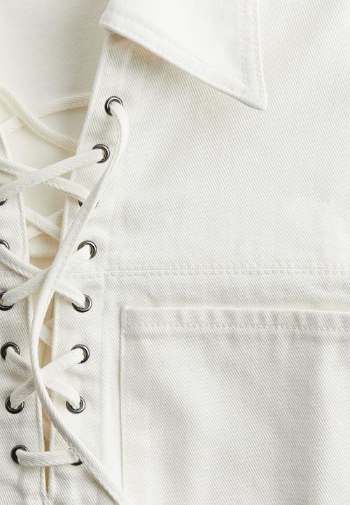 H&M - Lace-up denim dress - white