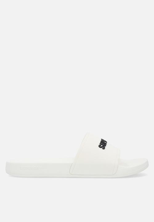 Superdry. - Logo pool slide - Ecru/Black