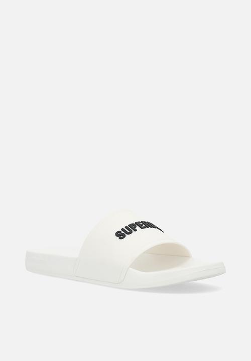 Superdry. - Logo pool slide - Ecru/Black