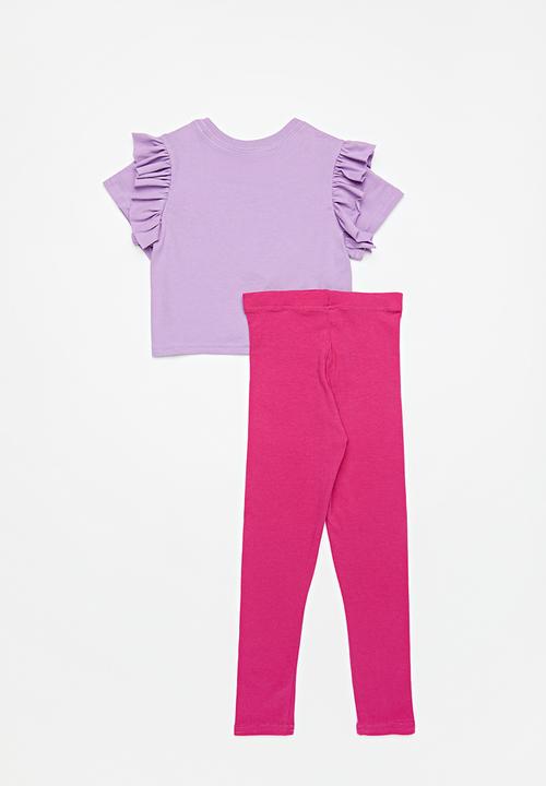 Pop Candy - Frill tee & legging set - lilac & cerise