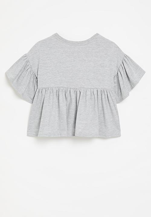 Pop Candy - Frill tee - grey
