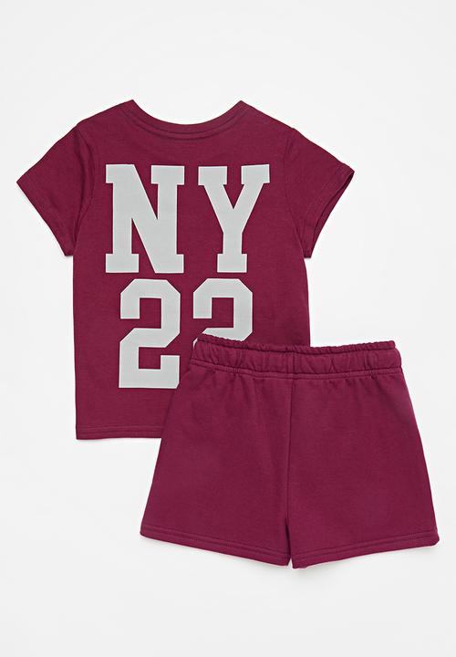 Pop Candy - Tee & short set - maroon