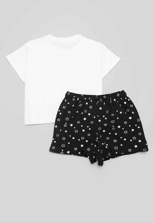 Pop Candy - Tee & short set - white & black