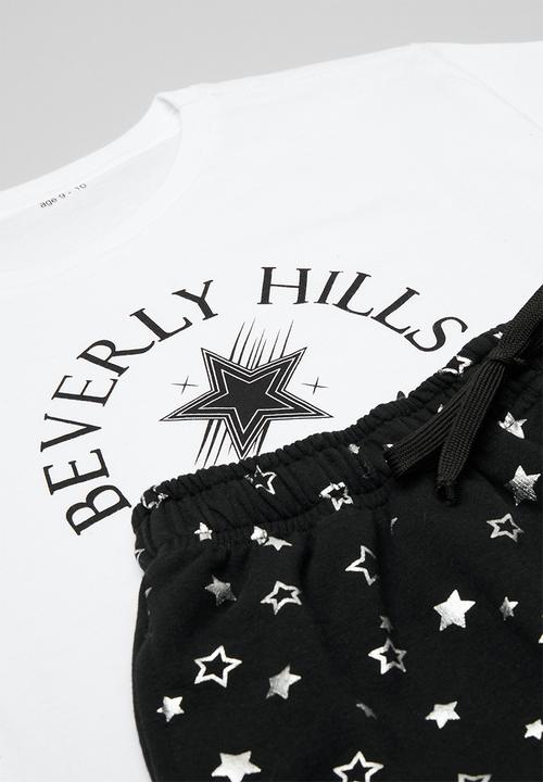 Pop Candy - Tee & short set - white & black