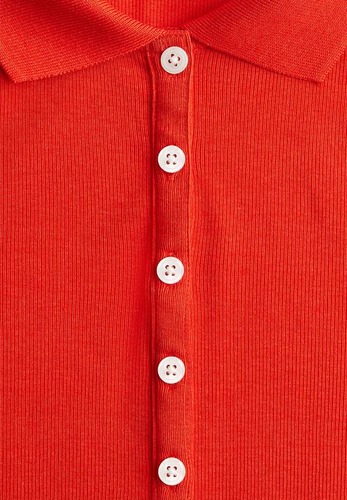H&M - Ribbed polo shirt - bright red