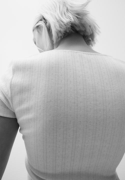 H&M - Picot-trimmed t-shirt - cream