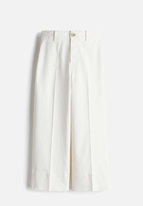 H&M - Wide high cropped jeans - cream