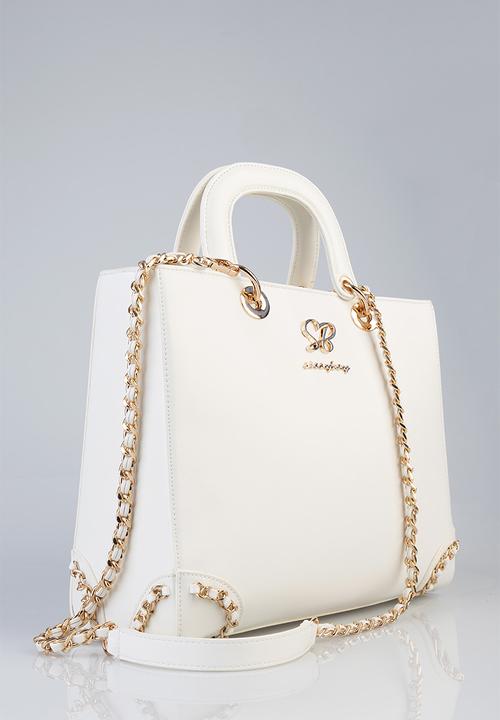 SISSY BOY - Print pom pom tote bag - cream
